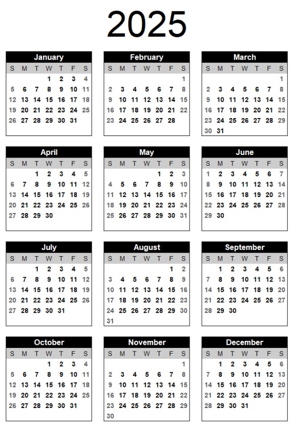 Printable 2025 Calendar
